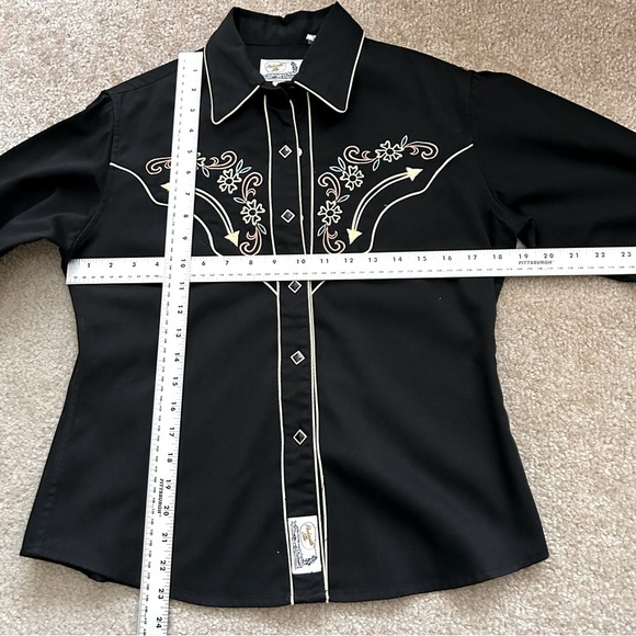 Panhandle Slim Retro Western Wear Long Sleeve Button Down Embroidered Shirt - Picture 5 of 7